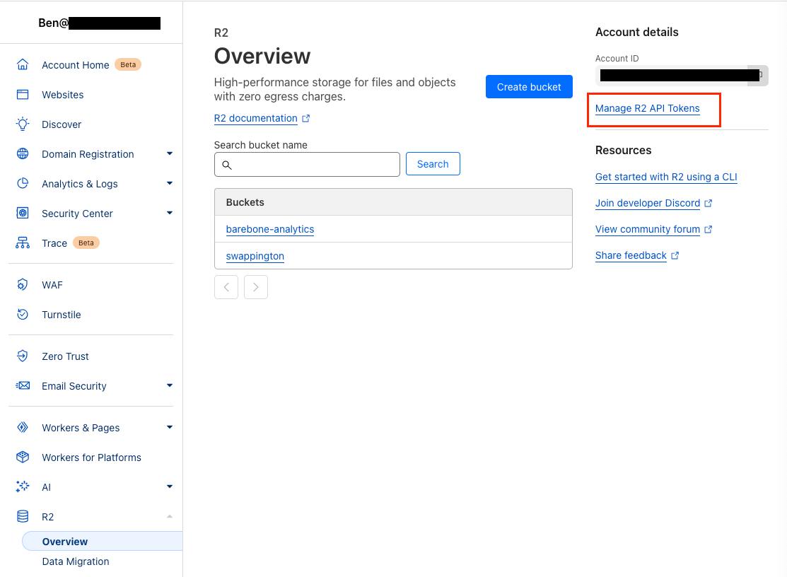 Screenshot of our Cloudflare R2 dashboard