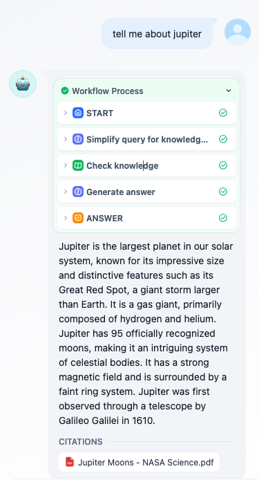 Screenshot showing the factually correct answer based on the queried knowledge base